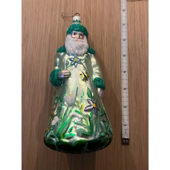Patricia Breen Rainforest Santa Claus Blown Glass Large Ornament 7" 1998